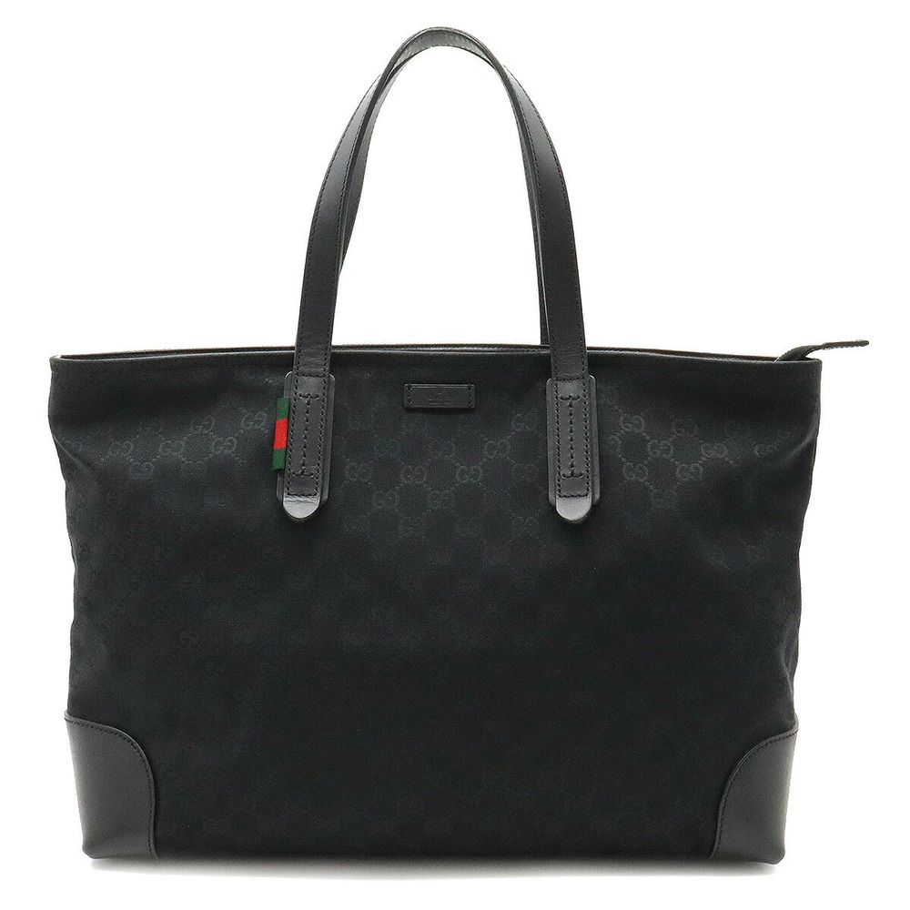 Gucci GG Canvas Tote Bag Shoulder Hobo Leather Black